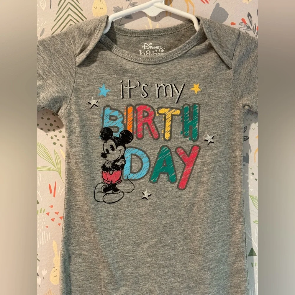 Disney Baby Mickey Mouse “It’s My Birthday” One Piece Romper Size 12 Months - Picture 4 of 9